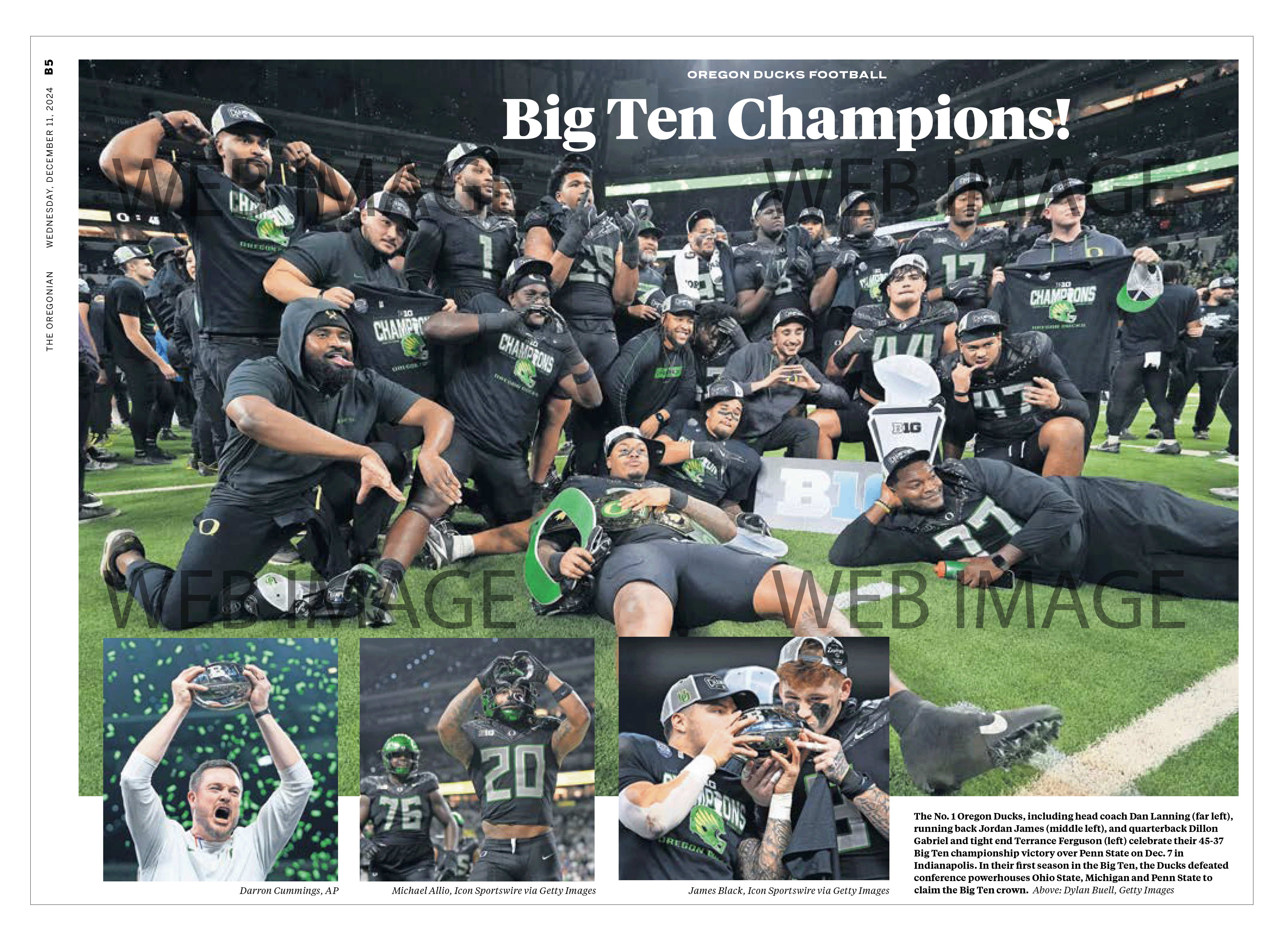 Oregon - 2024 College Football Conference Championship (The Oregonian) - Reprint/Poster