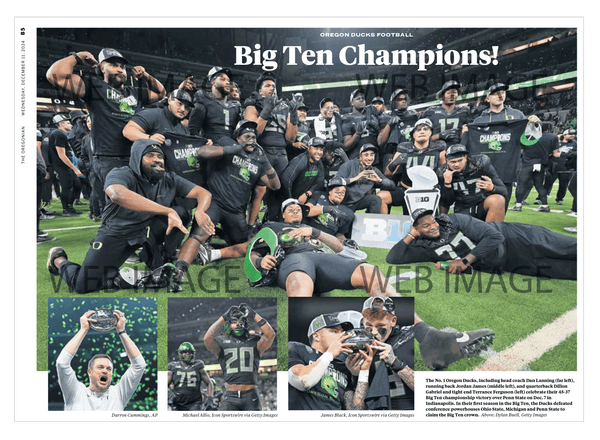 Oregon - 2024 College Football Conference Championship (The Oregonian) - Reprint/Poster