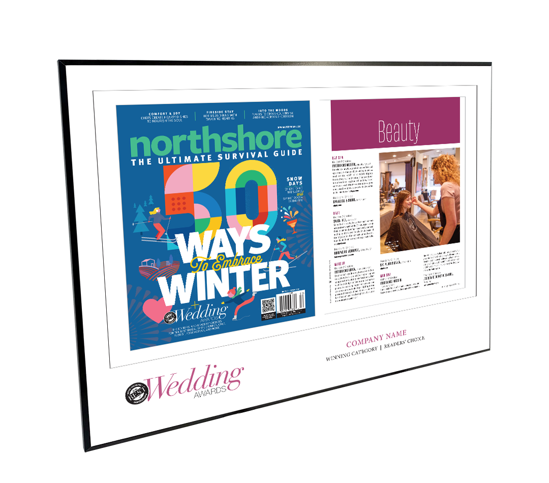 Northshore Magazine - As Seen In Best of Northshore Weddings - Modern Wooden Plaque