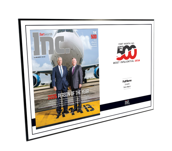 Fort Worth Inc. 500 Award Spread Melamine Plaque