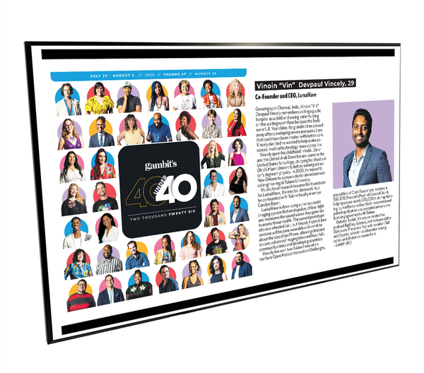 Gambit "40 Under 40" Cover / Article Plaque