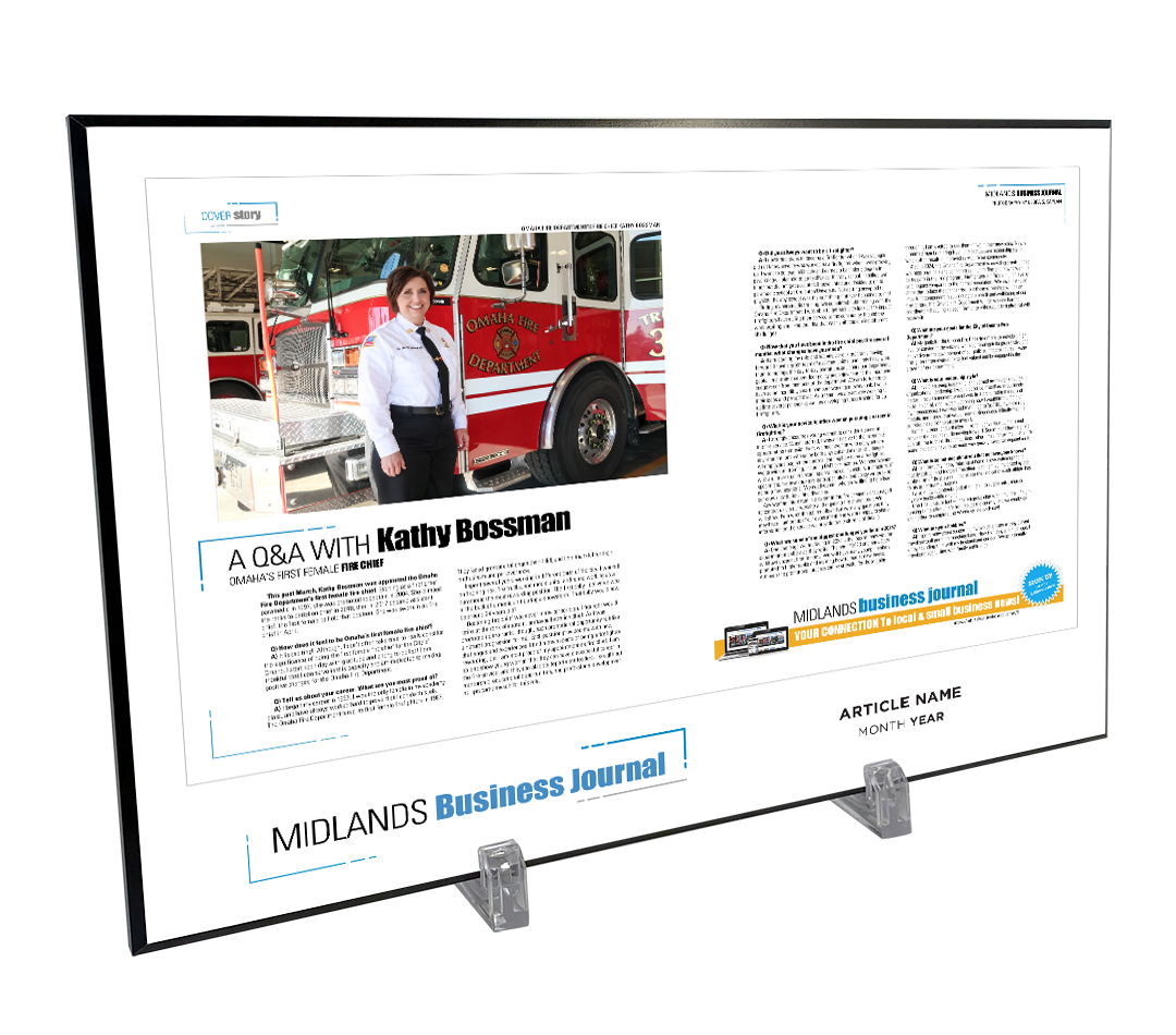 Midlands Business Journal Article & Cover Spread<br> Plaque