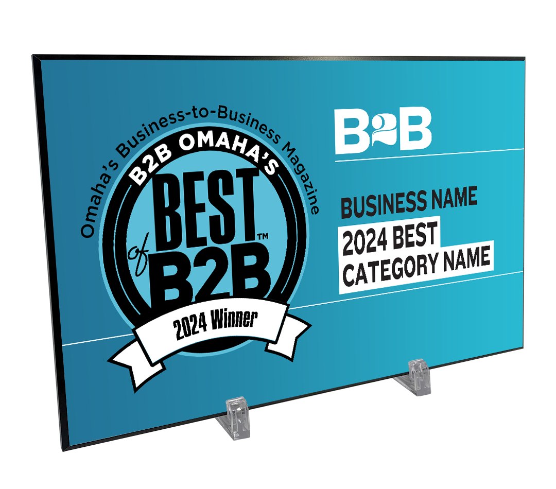 B2B Omaha's Best of B2B Award Spread - Mounted Archival Plaque