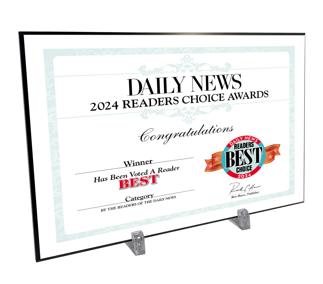 LA Daily News Best Of and Readers Choice Certificate - Modern Hardi-plaque