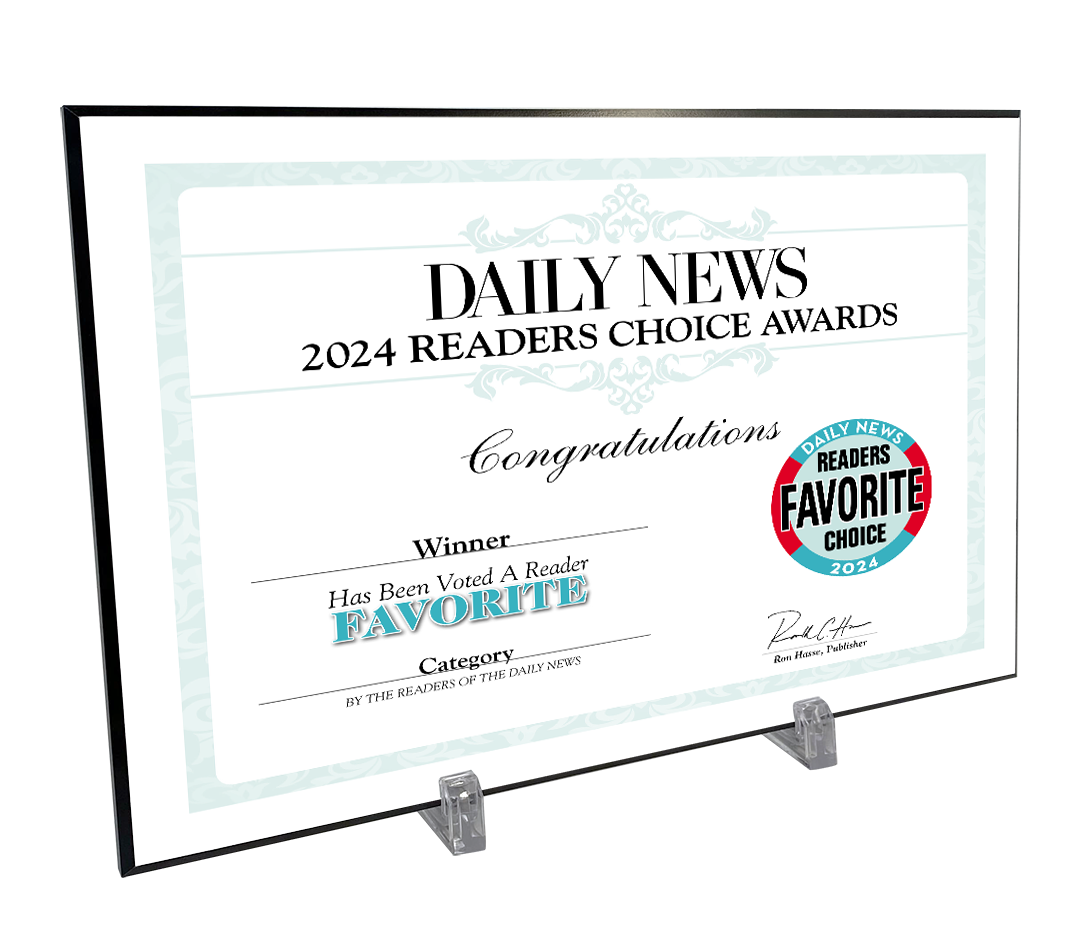 LA Daily News Best Of and Readers Choice Certificate - Modern Hardi-plaque