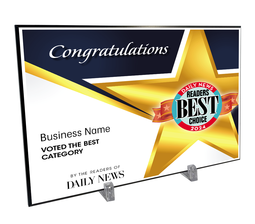 LA Daily News Best Of and Readers Choice Certificate - Modern Hardi-plaque