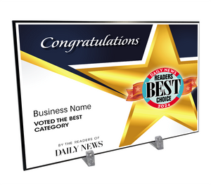 LA Daily News Best Of and Readers Choice Certificate - Modern Hardi-plaque