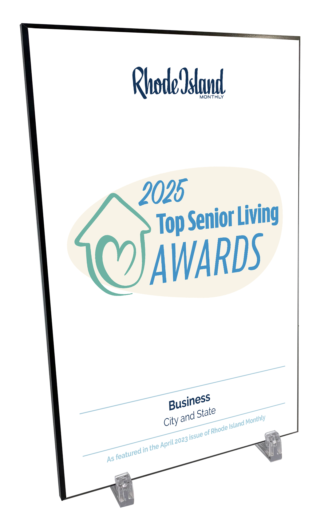 Rhode Island Monthly Top Senior Living Community Award Plaque