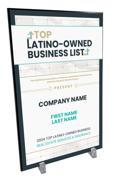 Top Latino Owned Business List Award Plaque