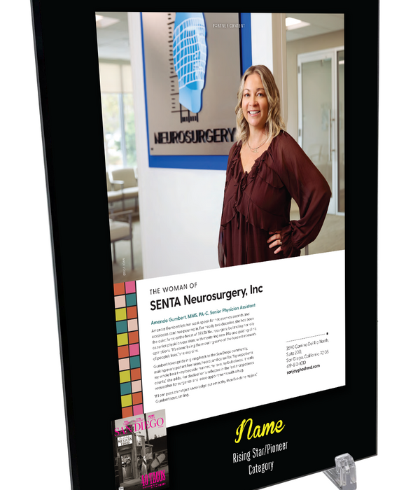 San Diego Magazine "Celebrating Women" Article Plaques