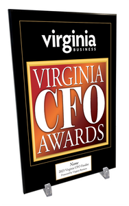 Virginia CFO Award Plaque - Modern Wood Mount