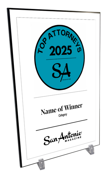 San Antonio Magazine "Top Attorneys” Mounted Archival Award Plaque