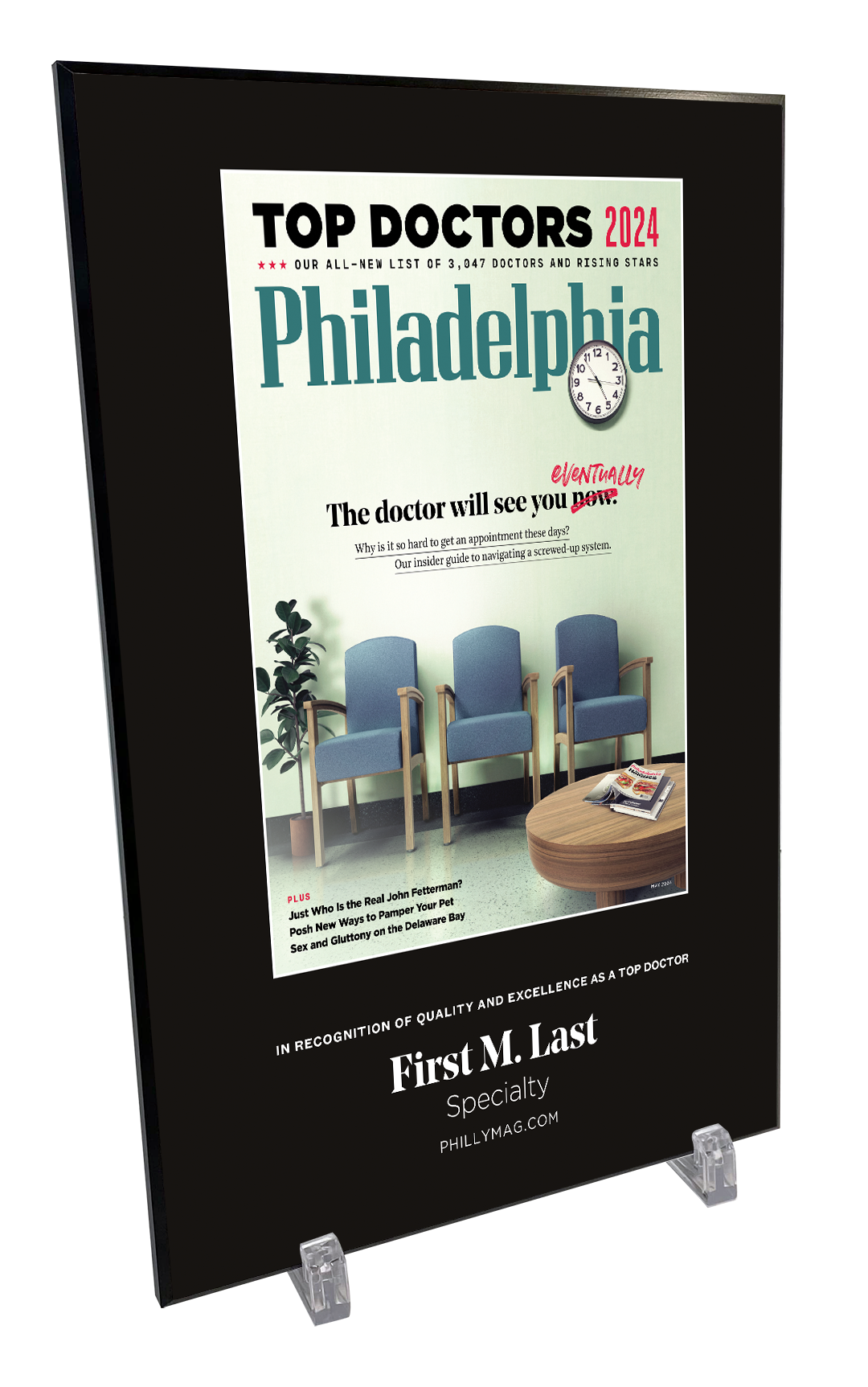 Philadelphia magazine Top Doctors Cover Award Plaque