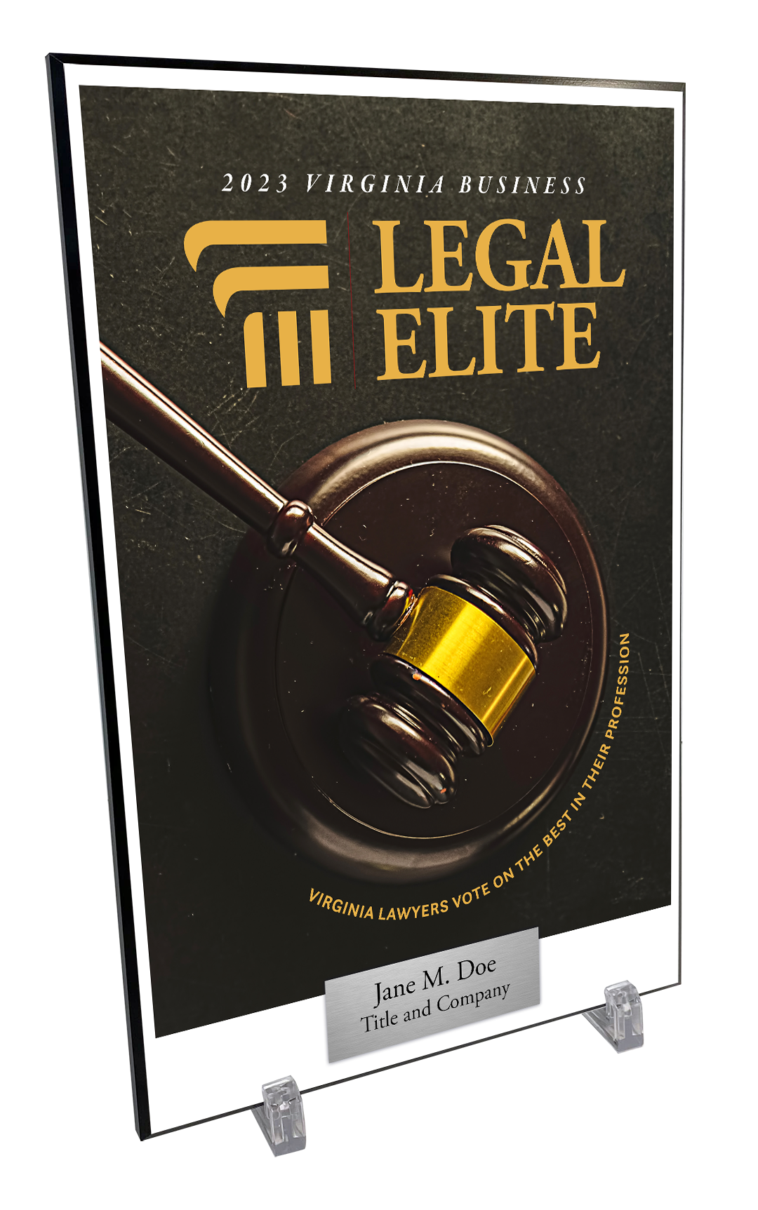 Legal Elite Cover Award Plaque - Modern Wood Mount
