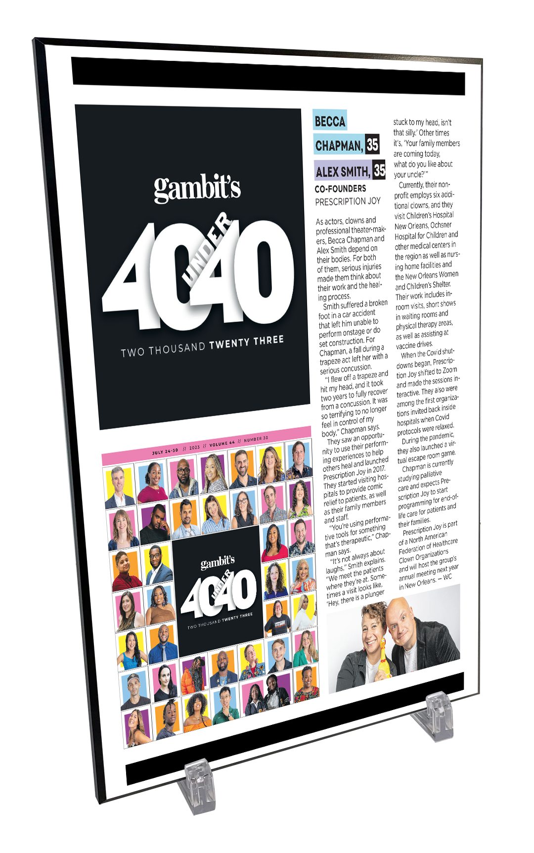 Gambit "40 Under 40" Article Plaque