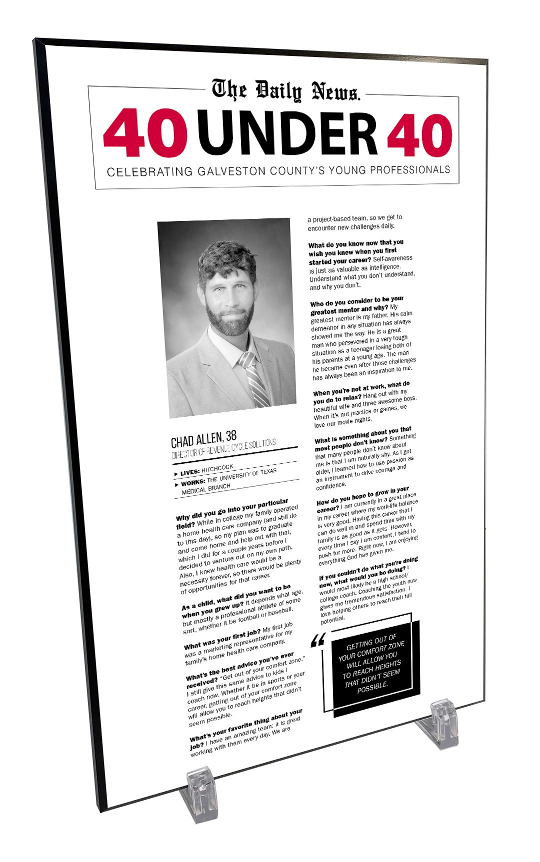 GC The Daily News - 40 Under 40 - Wooden Plaque