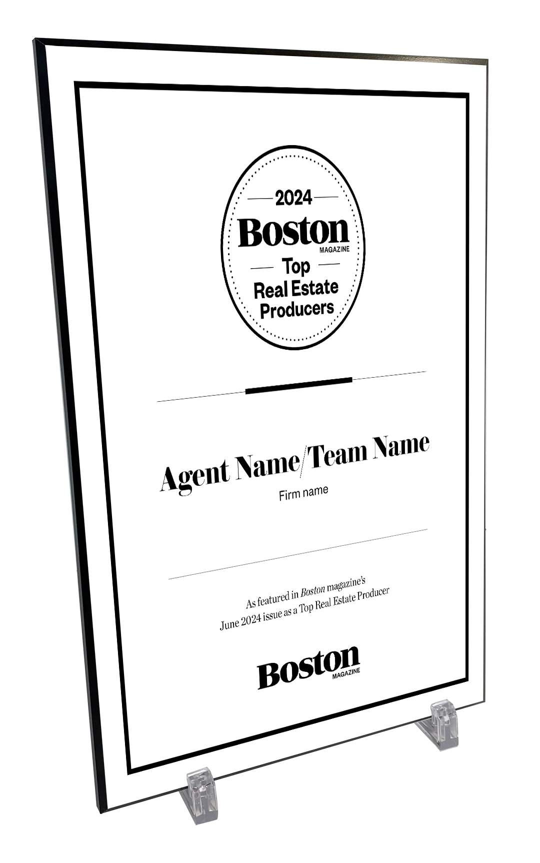 Boston Magazine Top Real Estate Producers Plaques