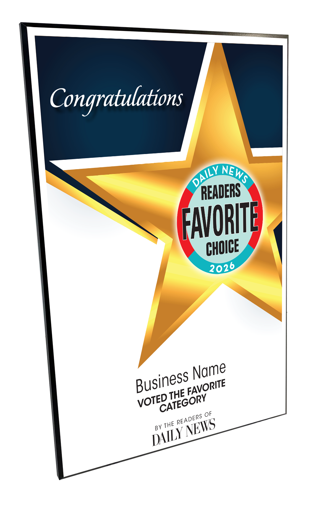 LA Daily News Best Of and Readers Choice Certificate - Modern Hardi-plaque