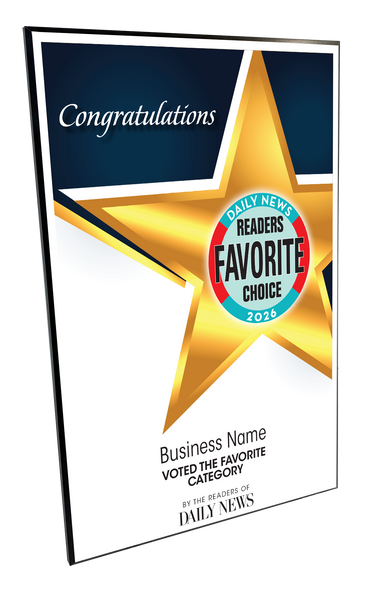 LA Daily News Best Of and Readers Choice Certificate - Modern Hardi-plaque