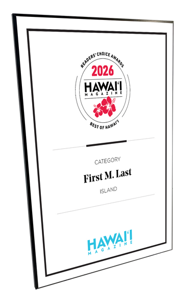 Hawaii Magazine: Reader's Choice Awards - Plaque