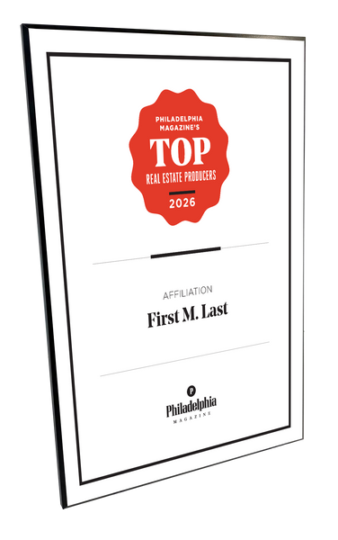 Philadelphia magazine Top Real Estate Producers Plaques