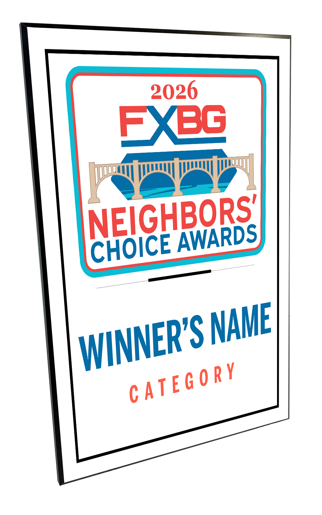 FXBG Neighbors Choice Awards - Wood Plaque