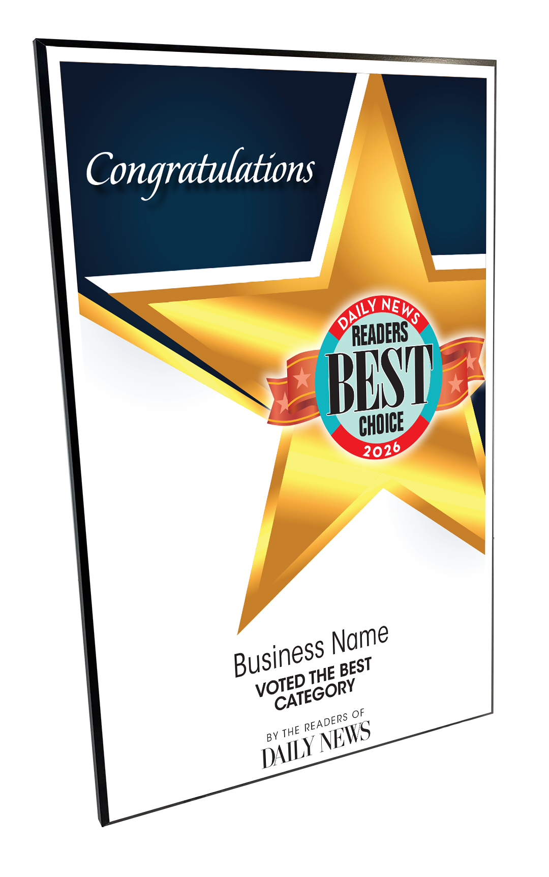 LA Daily News Best Of and Readers Choice Certificate - Modern Hardi-plaque