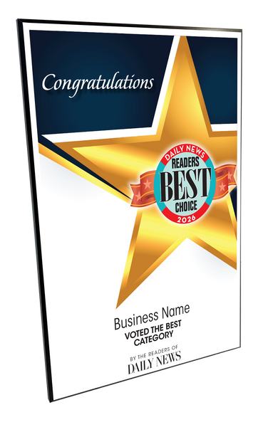 LA Daily News Best Of and Readers Choice Certificate - Modern Hardi-plaque
