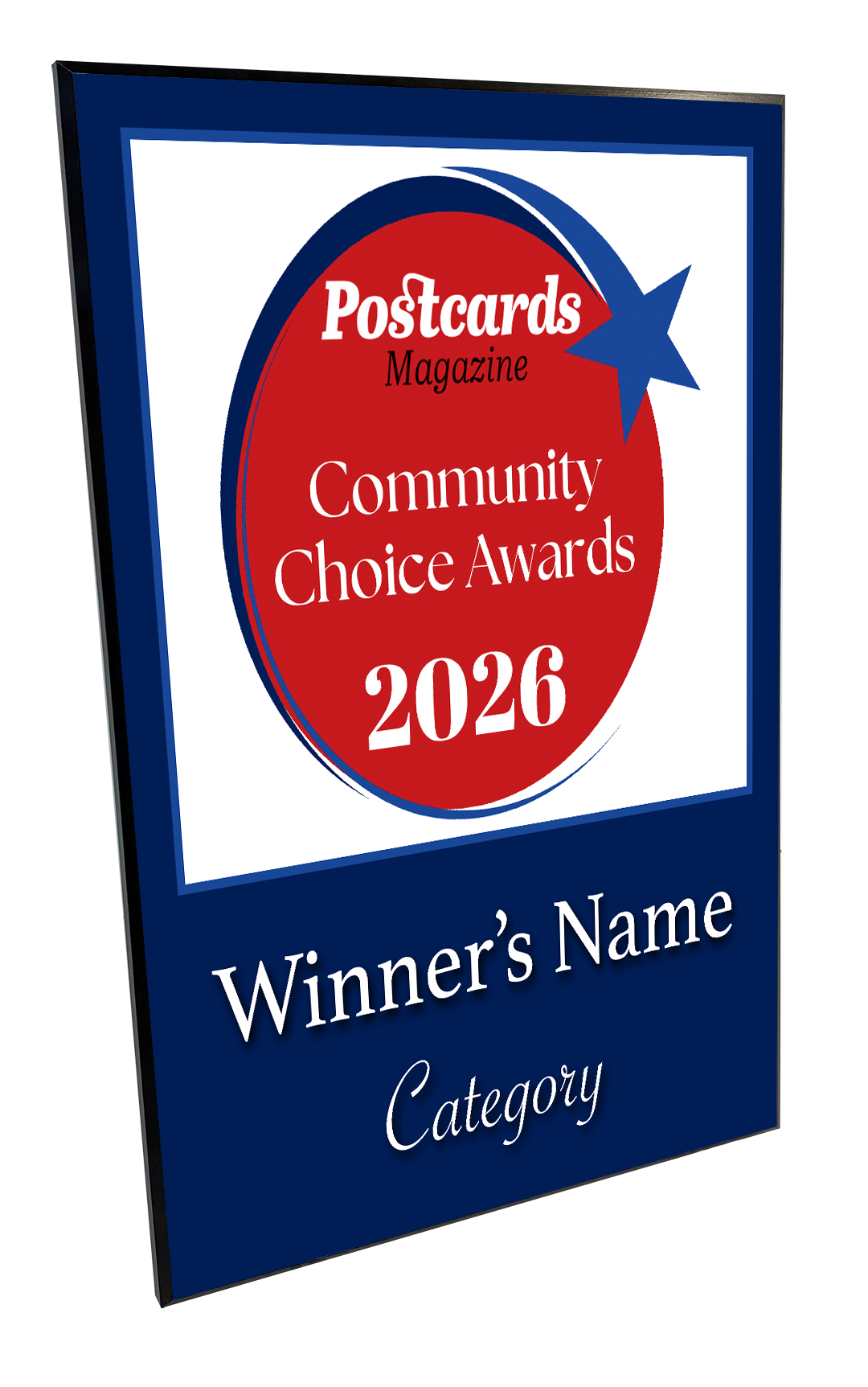 Postcards Magazine - Community Choice Awards - Wood Plaque