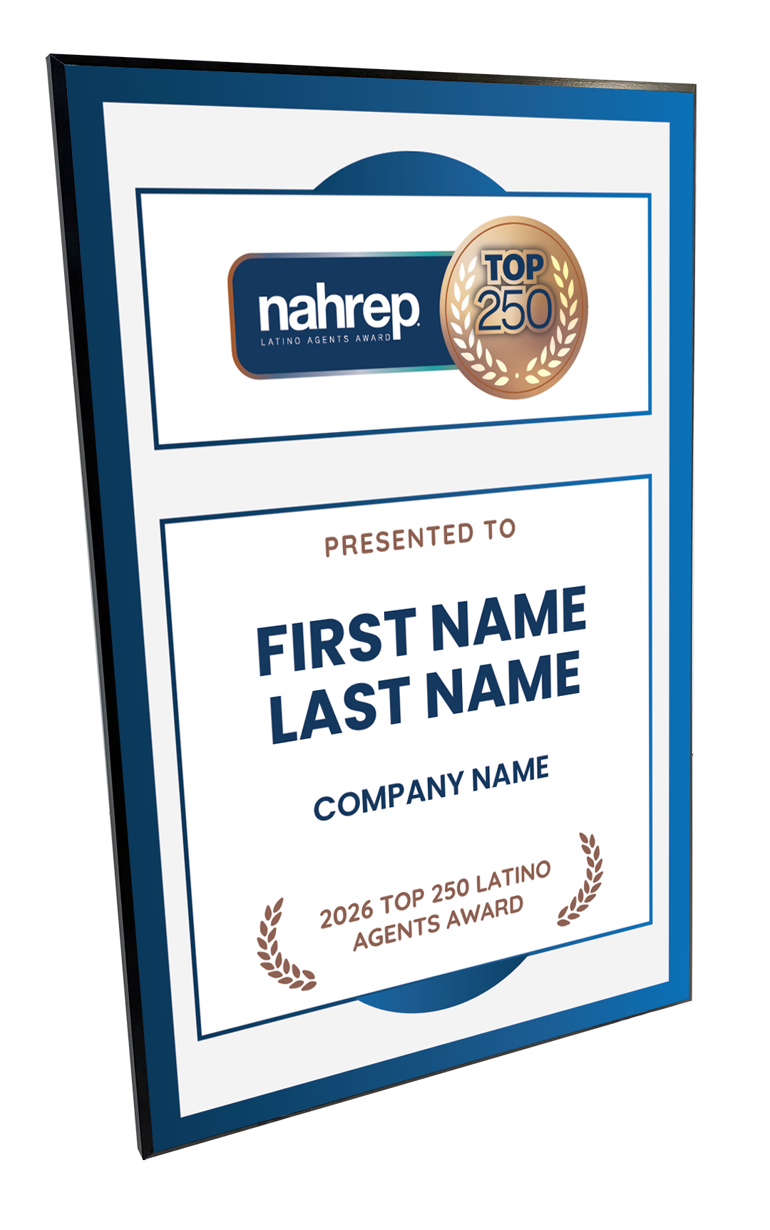 Top Latino Agents Award Plaque