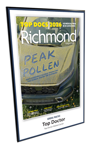 Richmond Magazine "Top Docs" Cover Award Plaque