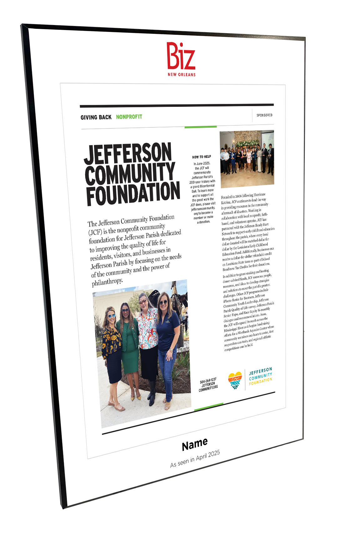 Biz New Orleans - Profile Features - Plaques