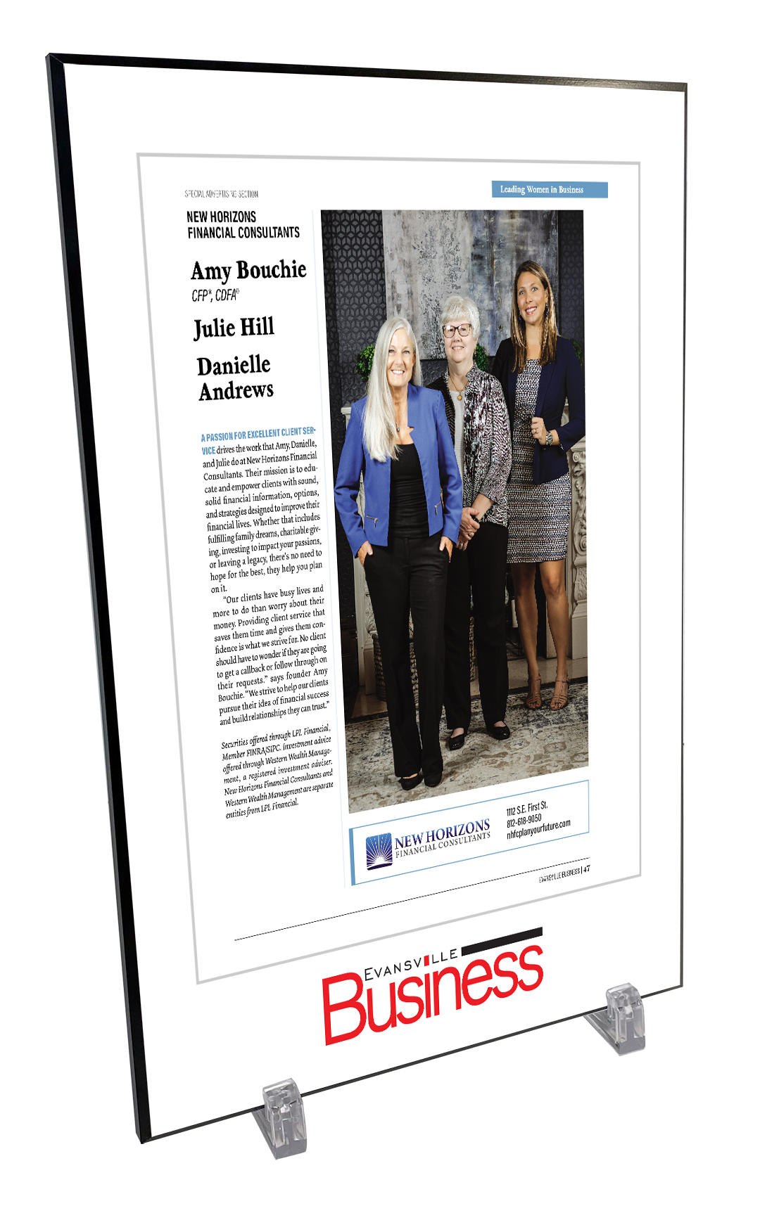 Evansville Business - Leading Women in Business - Plaques