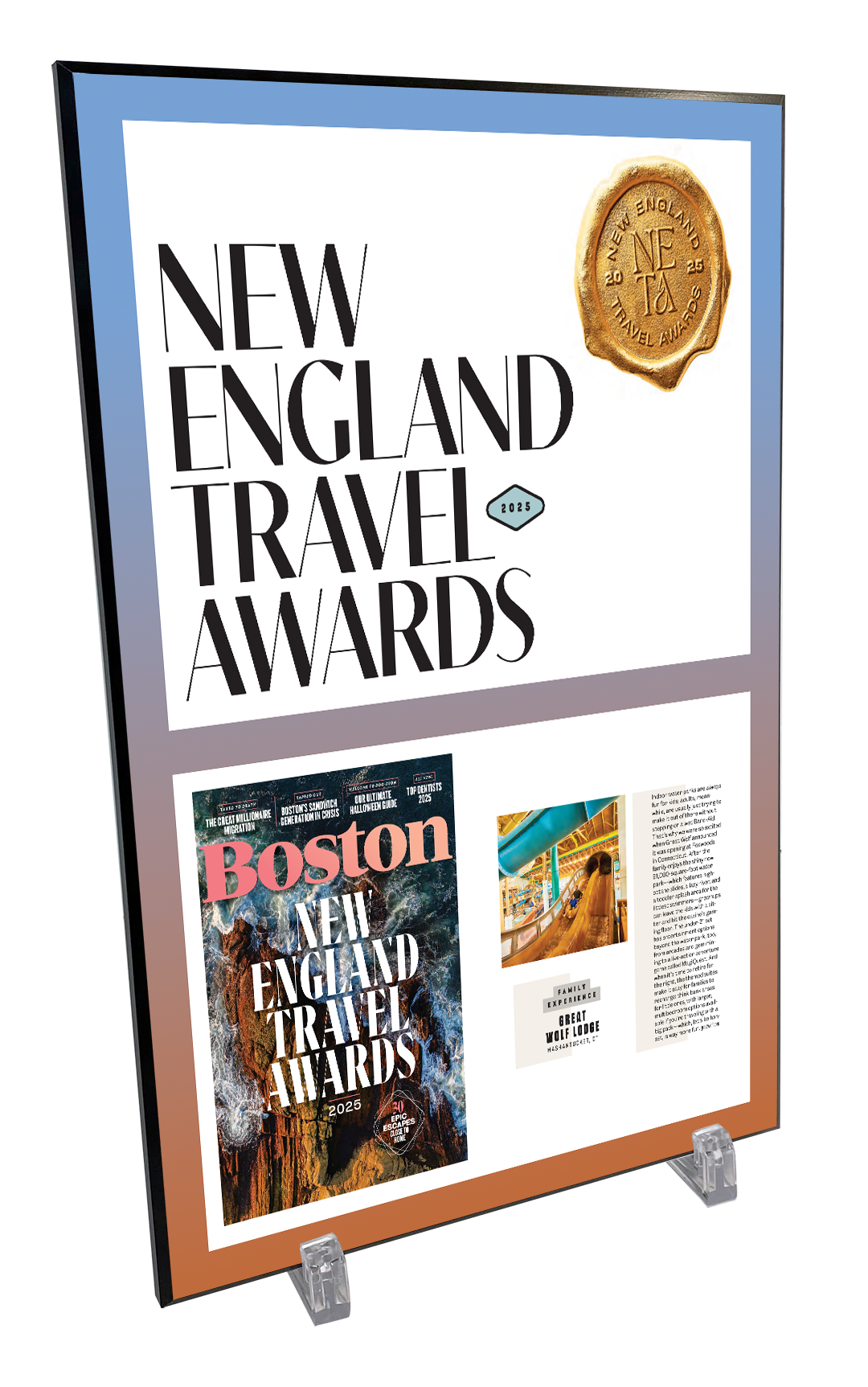 "New England Travel Awards" Article Award - Plaques