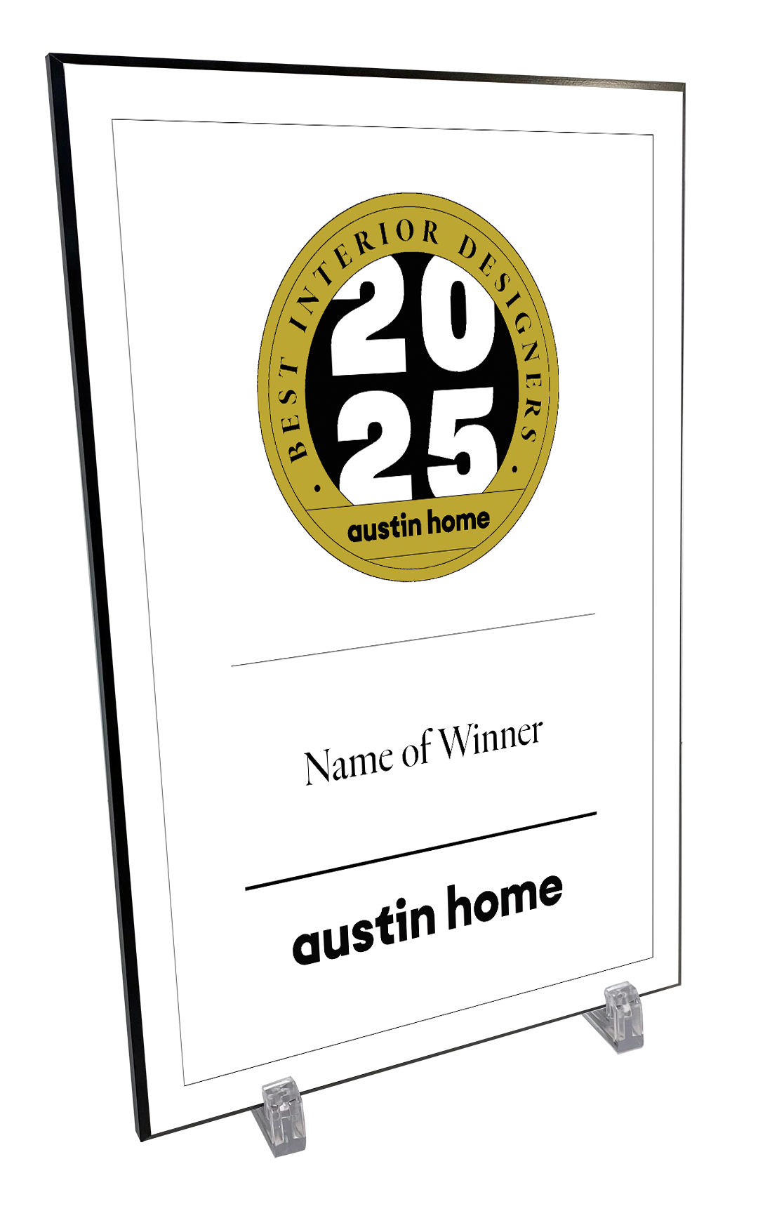Austin Home "Best Interior Designer” Mounted Archival Award Plaque