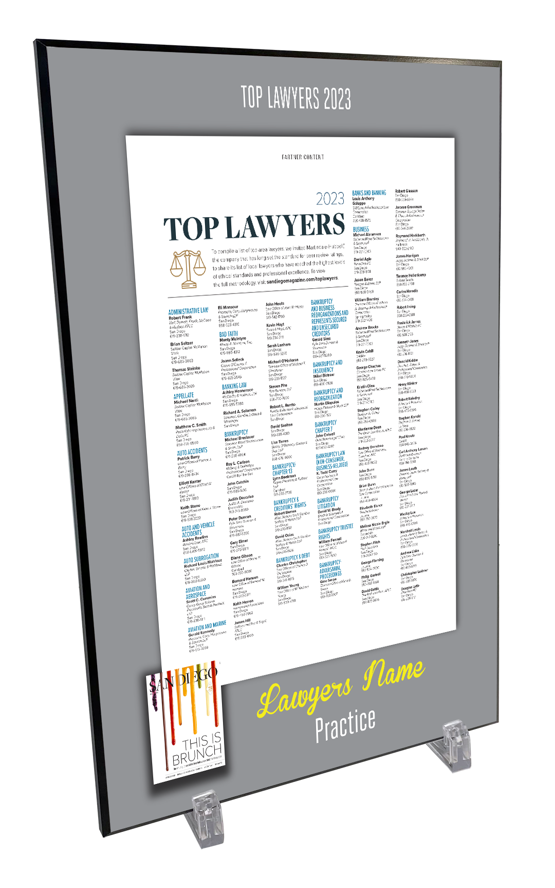 San Diego Magazine "Top Lawyers" Profile Award Plaques