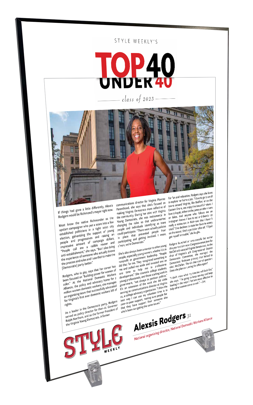 Style Weekly "Top 40 Under 40" Plaques