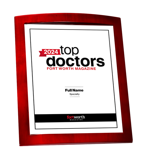 Fort Worth Magazine Top Doctor Rosewood Plaque - Award