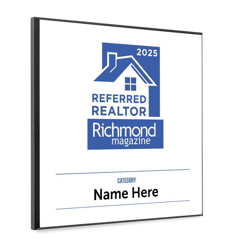 Richmond Magazine "Referred Real Estate Agents" Logo Award Plaque