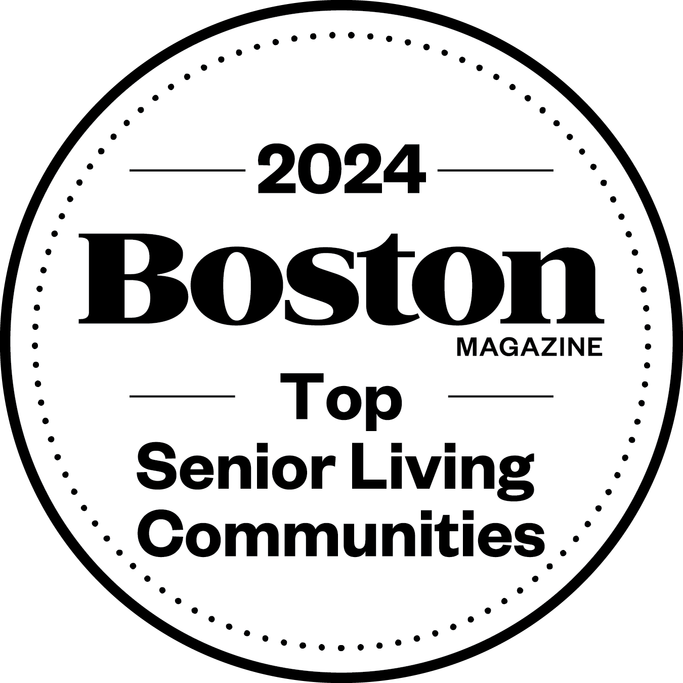 Boston Magazine Top Senior Living Communities Award Window Decals