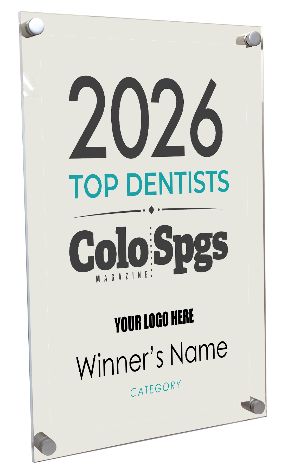 Colorado Springs Magazine - Top Dentists  - Acrylic Plaques