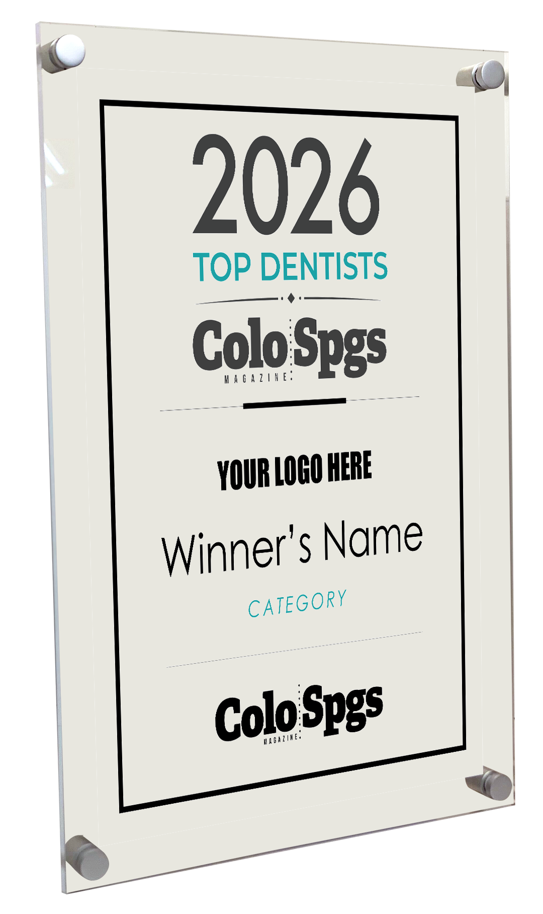 Colorado Springs Magazine - Top Dentists  - Acrylic Plaques
