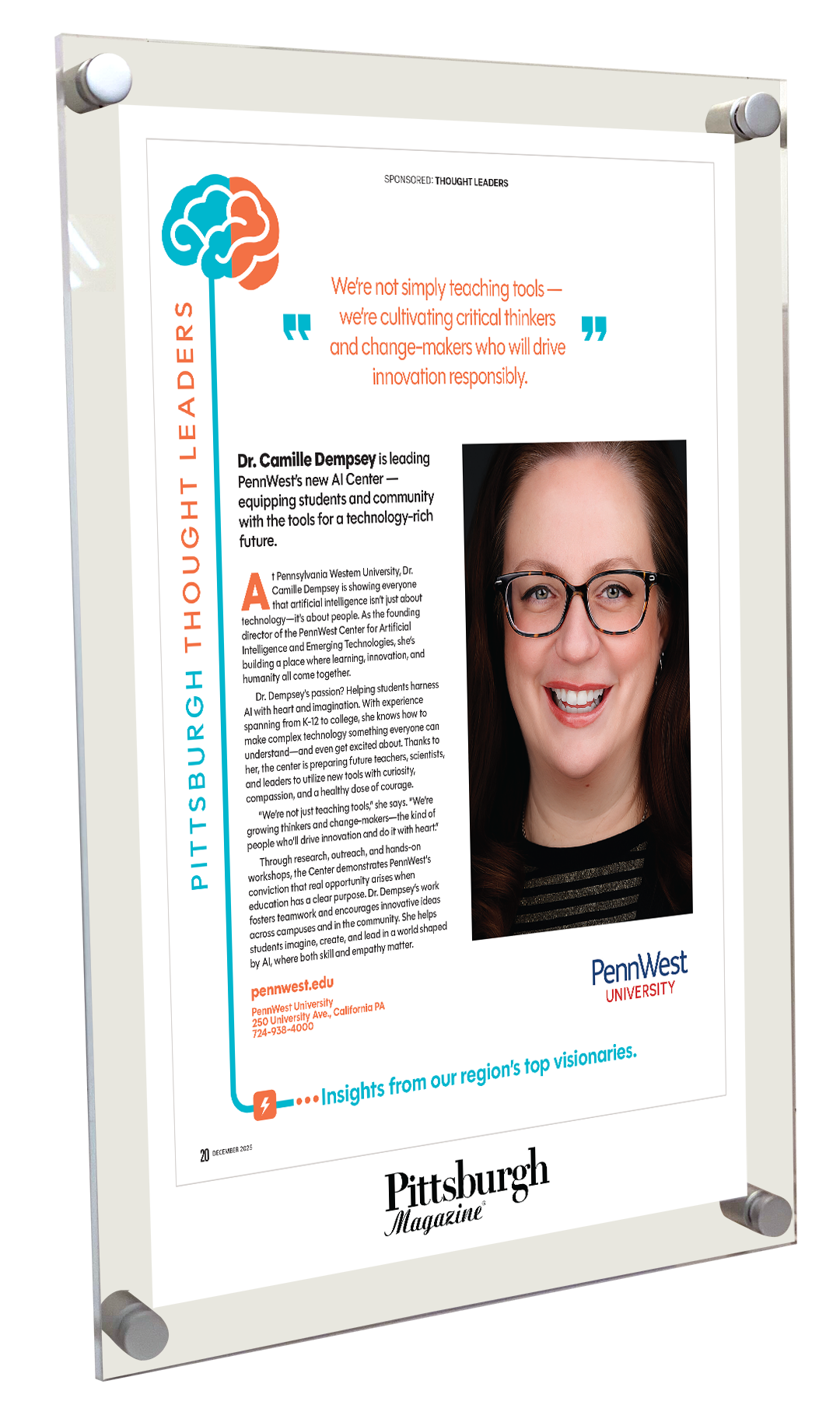 Pittsburgh Magazine - Special Advertising Sections - Acrylic Standoff Plaque