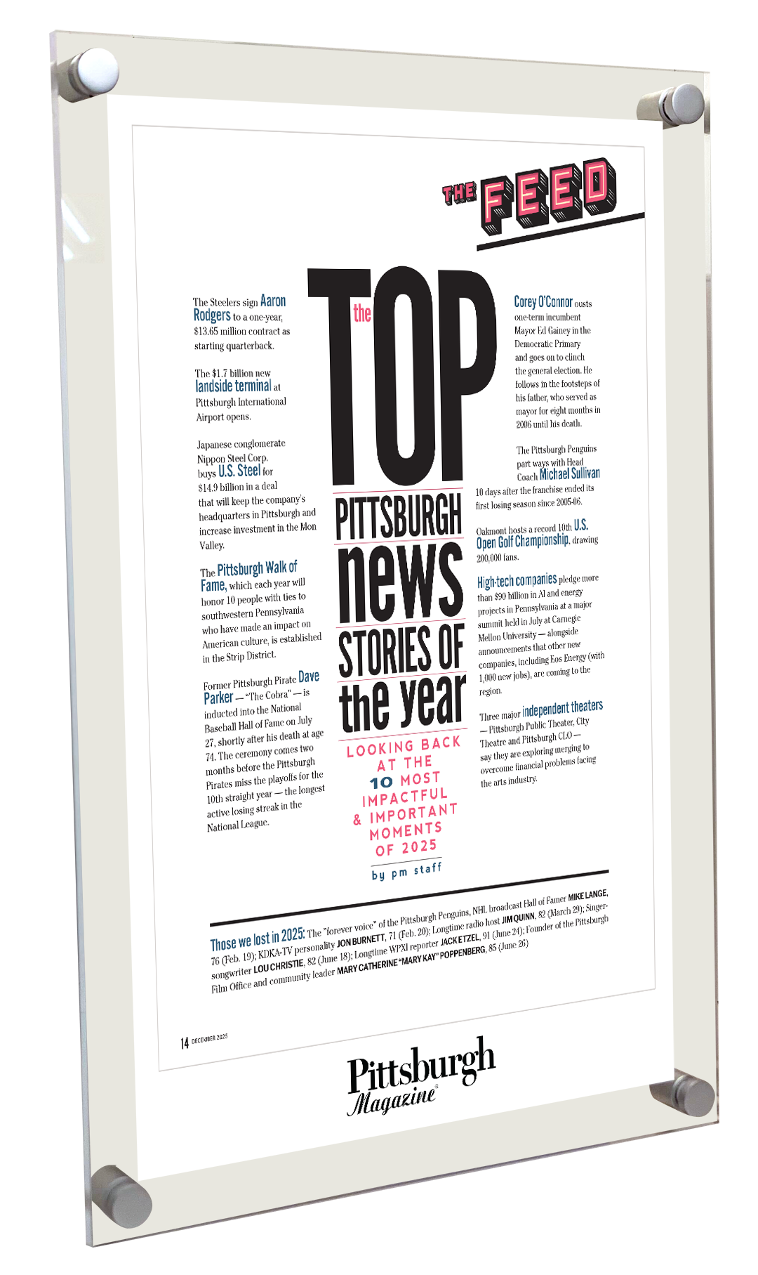 Pittsburgh Magazine - Articles & Covers - Acrylic Standoff Plaque