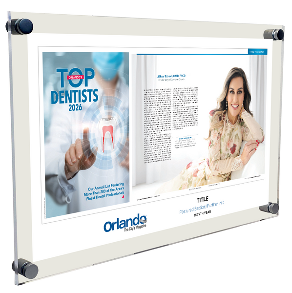 Orlando Magazine Article & Cover Spread Plaque - Acrylic Standoff Plaque
