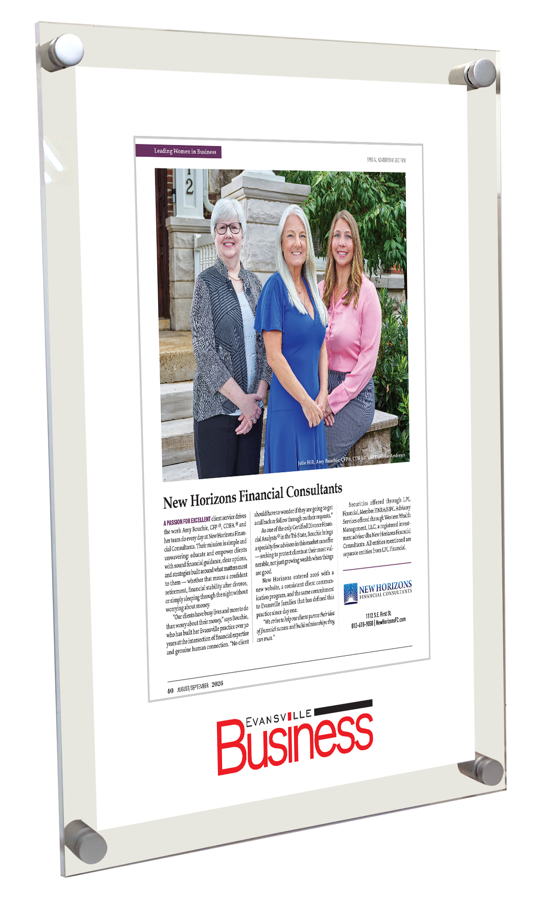 Evansville Business - Leading Women in Business - Acrylic Plaques