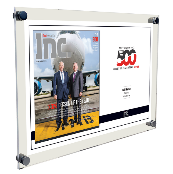 Fort Worth Inc. 500 Award Spread Acrylic Plaque
