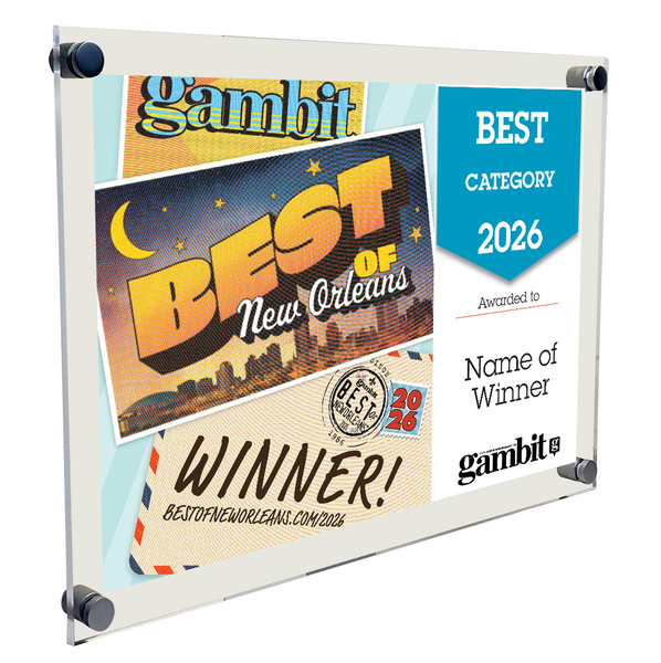 Gambit "Best of New Orleans" Award Plaque - Acrylic Standoff
