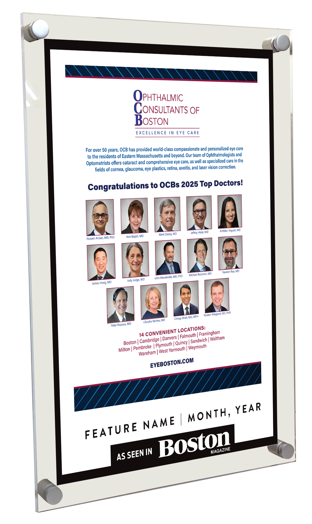 Boston Magazine Advertiser Acrylic Standoff Plaque