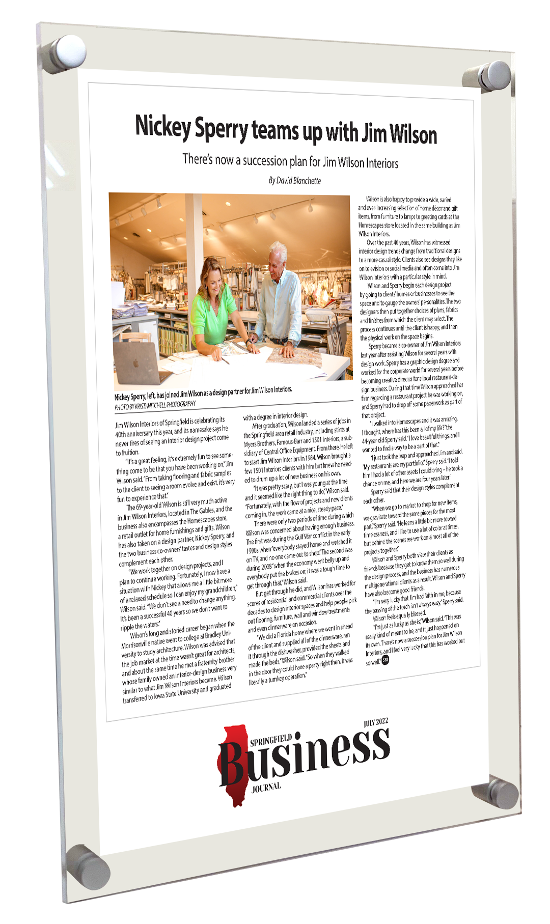 Springfield Business Journal - Articles - Acrylic Standoff